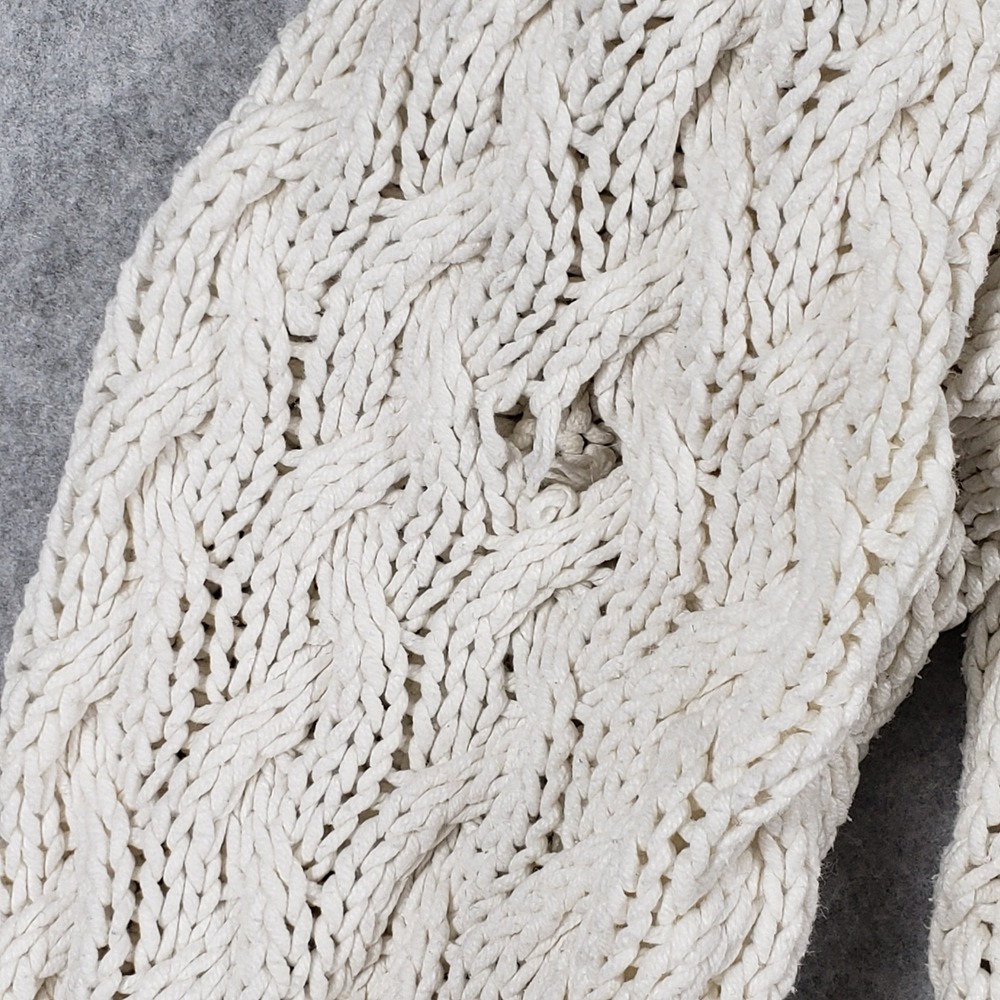 Liz Claiborne Womens Sweater Petite Large Ivory Cable Knit Polo V-Neck Good - Picture 10 of 10